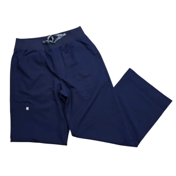 Figs Isabel high waisted Wide Leg scrub pants Navy Petite - Picture 5 of 10